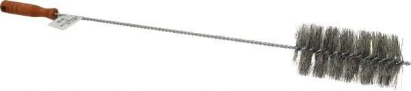Schaefer Brush - 3" Diam, 6" Bristle Length, Boiler & Furnace Fiber Brush - Standard Wood Handle, 27" OAL - USA Tool & Supply