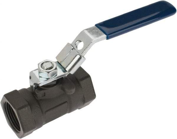 NIBCO - 1" Pipe, Reduced Port, Carbon Steel Standard Ball Valve - 1 Piece, Inline - One Way Flow, FNPT x FNPT Ends, Locking Lever Handle, 2,000 WOG - USA Tool & Supply