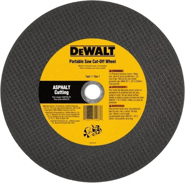 DeWALT - 12" 24 Grit Silicon Carbide Cutoff Wheel - 1/8" Thick, 20mm Arbor, 6,400 Max RPM, Use with Gas Powered Saws - USA Tool & Supply