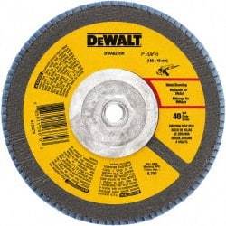 DeWALT - 40 Grit, 7" Disc Diam, 5/8-11 Center Hole, Type 29 Zirconia Alumina Flap Disc - 8,700 Max RPM, Poly Cotton Backing, Arbor Attaching System, Coated - USA Tool & Supply