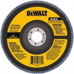 DeWALT - 80 Grit, 6" Disc Diam, 7/8" Center Hole, Type 29 Zirconia Alumina Flap Disc - 10,100 Max RPM, Poly Cotton Backing, Arbor Attaching System, Coated - USA Tool & Supply