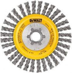 DeWALT - 5" OD, 5/8-11 Arbor Hole, Stringer Bead Steel Wheel Brush - 3/8" Face Width, 7/8" Trim Length, 0.02" Filament Diam, 12,000 RPM - USA Tool & Supply