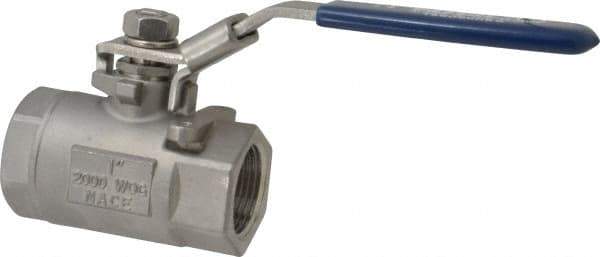 NIBCO - 1" Pipe, Standard Port, Stainless Steel Standard Ball Valve - 2 Piece, Inline - One Way Flow, FNPT x FNPT Ends, Locking Lever Handle, 2,000 WOG, 150 WSP - USA Tool & Supply