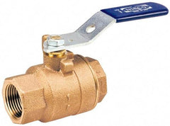 NIBCO - 2-1/2" Pipe, Standard Port, Bronze Standard Ball Valve - 2 Piece, Inline - One Way Flow, FNPT x FNPT Ends, 600 WOG, 150 WSP - USA Tool & Supply