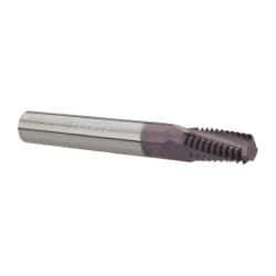 Carmex - 1/4-18 to 3/8-18 NPTF, 0.312" Cutting Diam, 3 Flute, Solid Carbide Helical Flute Thread Mill - Internal/External Thread, 0.58" LOC, 2-1/2" OAL, 5/16" Shank Diam - USA Tool & Supply