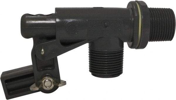 Control Devices - 3/4" Pipe, PVC, Angle Pattern-Single Seat, Mechanical Float Valve - 100 psi, MNPT End Connections - USA Tool & Supply