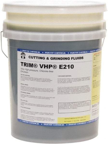 Master Fluid Solutions - Trim VHP E210, 5 Gal Pail Cutting & Grinding Fluid - Water Soluble, For Grinding, Drilling, Gundrilling, Gunreaming - USA Tool & Supply