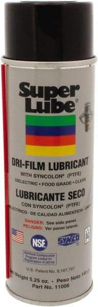 Synco Chemical - 5.25 oz Aerosol Can Dry Film Lubricant - White, -40°F to 500°F, Food Grade - USA Tool & Supply