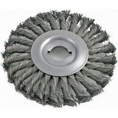 Brush Research Mfg. - 6" OD, 1/2 & 5/8" Arbor Hole, Knotted Carbon Wheel Brush - 5/8" Face Width, 1-7/16" Trim Length, 8,000 RPM - USA Tool & Supply