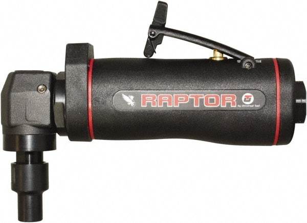 Universal Tool - Angle Handle, Angle Air Die Grinder - 12,000 RPM, Dual Capable Exhaust, 3 CFM, 0.4 hp, 90 psi - USA Tool & Supply