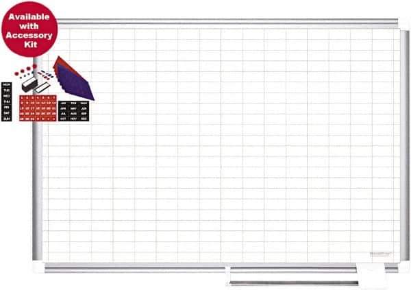 MasterVision - 36" High x 48" Wide Magnetic Dry Erase Calendar - Steel - USA Tool & Supply