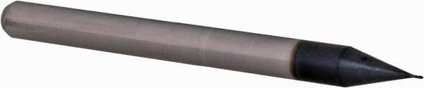 Accupro - 0.01" Diam, 0.03" LOC, 4 Flute Solid Carbide Ball End Mill - AlTiN Finish, Single End, 1-1/2" OAL, 1/8" Shank Diam, Spiral Flute - USA Tool & Supply