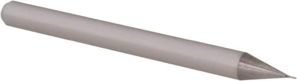 Accupro - 0.01" Diam, 0.03" LOC, 4 Flute Solid Carbide Ball End Mill - Uncoated, Single End, 1-1/2" OAL, 1/8" Shank Diam, Spiral Flute - USA Tool & Supply