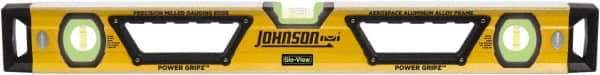 Johnson Level & Tool - Magnetic 24" Long 3 Vial Box Beam Level - Aluminum, Yellow, 2 Plumb & 1 Level Vials - USA Tool & Supply
