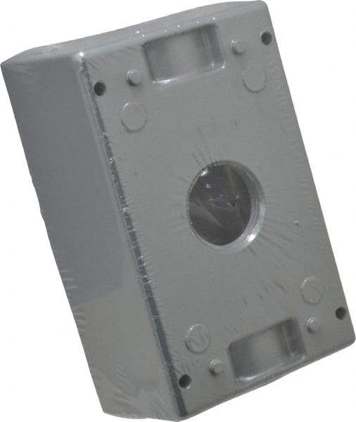 Thomas & Betts - 1 Gang, (3) 3/4" Knockouts, Aluminum Rectangle Outlet Box - 4-1/2" Overall Height x 2-1/2" Overall Width x 2" Overall Depth, Weather Resistant - USA Tool & Supply