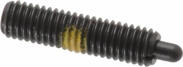 Vlier - 10-32, 3/4" Thread Length, 1/8" Plunger Projection, Steel Threaded Spring Plunger - 0.091 - 0.092" Max Plunger Diam, 3/4" Plunger Length, 2.9 Lb Init End Force, 11.1 Lb Final End Force - USA Tool & Supply