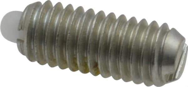 Vlier - 10-32, 0.468" Thread Length, 0.065" Plunger Projection, Steel Threaded Spring Plunger - 0.093" Max Plunger Diam, 0.468" Plunger Length, 1.75 Lb Init End Force, 6.25 Lb Final End Force - USA Tool & Supply