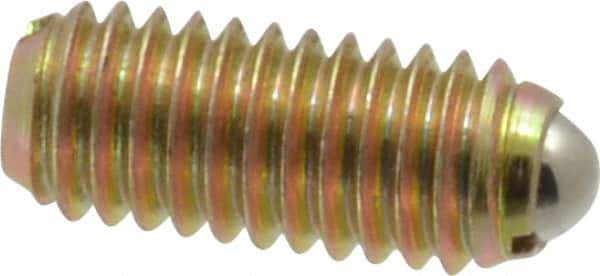 Vlier - M6x1.0, 3.5mm Ball Diam, 14mm Body Length, 1mm Max Ball Reach, Threaded Ball Plunger - Steel Body, Steel Ball, 6.29 Lb Initial End Force, 9 Lb Final End Force - USA Tool & Supply