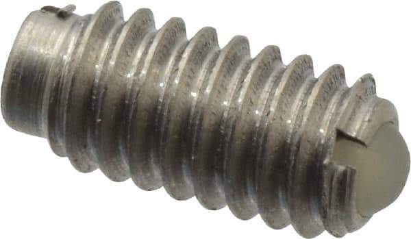 Vlier - 8-32, 0.094" Ball Diam, 0.344" Body Length, 0.025" Max Ball Reach, Threaded Ball Plunger - Stainless Steel Body, Nylon Ball, 0.5 Lb Initial End Force, 1.25 Lb Final End Force - USA Tool & Supply