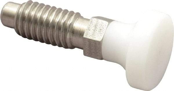 Vlier - 3/8-16, 1/4" Max Plunger Diam, 0.25 Lb Init to 2 Lb Final End Force, Knob Handle Plunger - Delrin Knob, 0.94" Body Length, 3/4" Length Under Head/Shoulder, 0.18" Plunger Projection - USA Tool & Supply