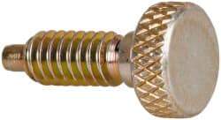 Vlier - 1/4-20, 1/2" Thread Length, 0.123" Max Plunger Diam, 1 Lb Init to 4 Lb Final End Force, Knob Handle Plunger - Knurled Knob, 0.79" Body Length, 1/2" Length Under Head/Shoulder, 1/8" Plunger Projection - USA Tool & Supply