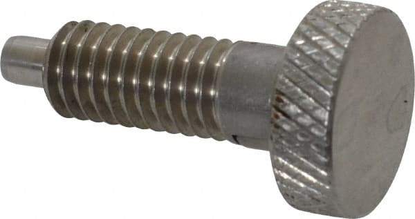 Vlier - 3/8-16, 3/4" Thread Length, 0.185 to 0.186" Max Plunger Diam, 0.5 Lb Init to 3 Lb Final End Force, Locking Knob Handle Plunger - Knurled Knob, 0.97" Length Under Head/Shoulder, 0.22" Plunger Projection - USA Tool & Supply