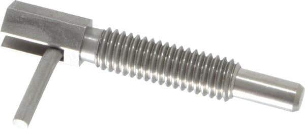 Vlier - 3/8-16, 1.18" Thread Length, 1/4" Plunger Diam, 0.75 Lb Init to 3.75 Lb Final End Force, Stainless Steel Locking L Handle Plunger - 2" Body Length, 1.31" Length Under Head, 0.56" Plunger Projection - USA Tool & Supply