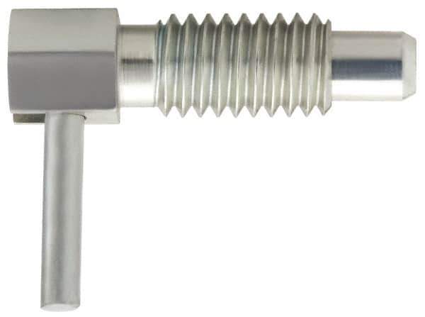 Vlier - 5/8-11, 1.07" Thread Length, 0.38" Plunger Diam, 0.75 Lb Init to 2.5 Lb Final End Force, Stainless Steel Locking L Handle Plunger - 1.88" Body Length, 1-1/4" Length Under Head, Locking Element, 1/2" Plunger Projection - USA Tool & Supply