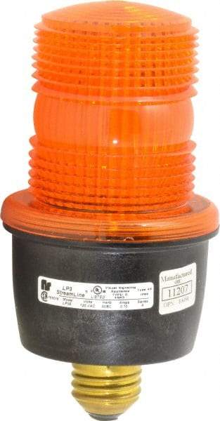 Federal Signal Corp - 120 VAC, 4X NEMA Rated, Strobe Tube, Amber, Low Profile Mini Strobe Light - 65 to 95 Flashes per min, 3-1/8 Inch Diameter, 6.1 Inch High, IP66 Ingress Rating, Screw Mount - USA Tool & Supply