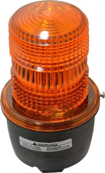 Federal Signal Corp - 120 VAC, 4X NEMA Rated, Strobe Tube, Amber, Low Profile Mini Strobe Light - 65 to 95 Flashes per min, 1/2 Inch Pipe, 3-1/8 Inch Diameter, 5.7 Inch High, IP66 Ingress Rating, Pipe Mount - USA Tool & Supply