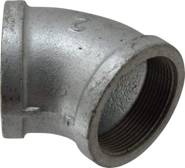B&K Mueller - Class 150, 2" Galvanized Pipe 45° Elbow - Threaded, Malleable Iron - USA Tool & Supply