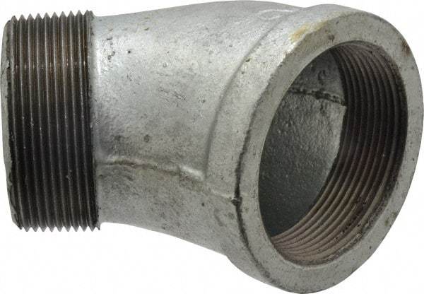 B&K Mueller - Class 150, 2" Galvanized Pipe 45° Street Elbow - Threaded, Malleable Iron - USA Tool & Supply