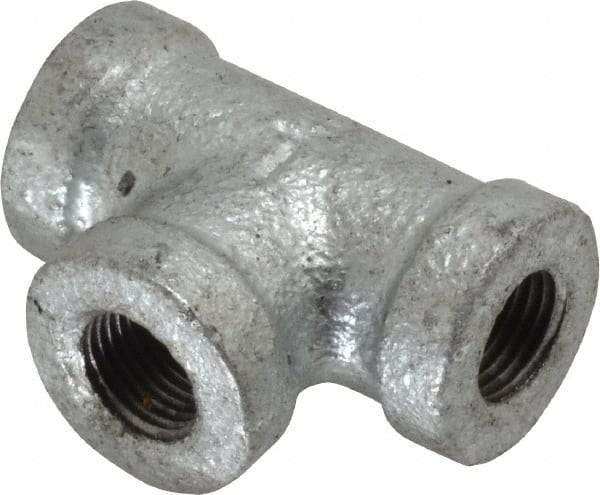 B&K Mueller - Class 150, 1/8" Galvanized Pipe Tee - Threaded, Malleable Iron - USA Tool & Supply