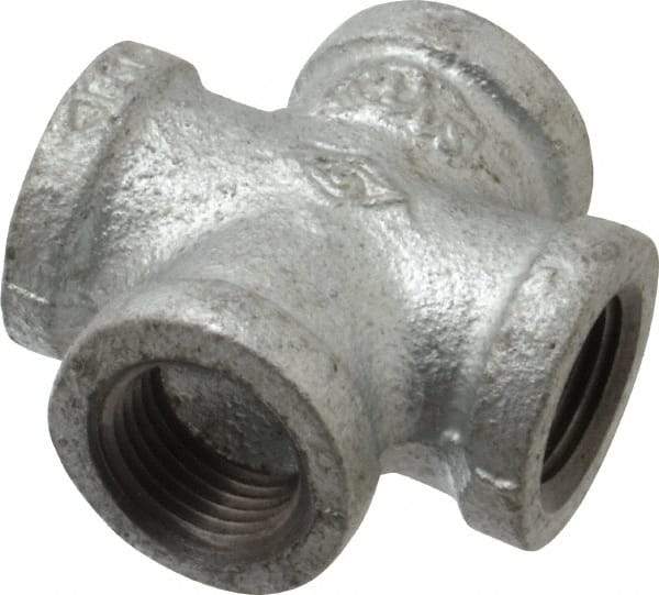 B&K Mueller - Class 150, 1/2" Galvanized Pipe Cross - Threaded, Malleable Iron - USA Tool & Supply