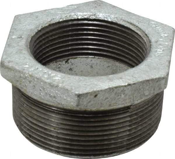 B&K Mueller - Class 150, 2 x 1-1/2" Galvanized Pipe Hex Bushing - Threaded, Malleable Iron - USA Tool & Supply