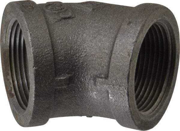 B&K Mueller - Size 1-1/4", Class 150, Malleable Iron Black Pipe 45° Elbow - 150 psi, Threaded End Connection - USA Tool & Supply