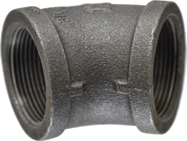 B&K Mueller - Size 1-1/2", Class 150, Malleable Iron Black Pipe 45° Elbow - 150 psi, Threaded End Connection - USA Tool & Supply