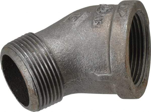B&K Mueller - Size 1-1/4", Class 150, Malleable Iron Black Pipe 45° Street Elbow - 150 psi, Threaded End Connection - USA Tool & Supply