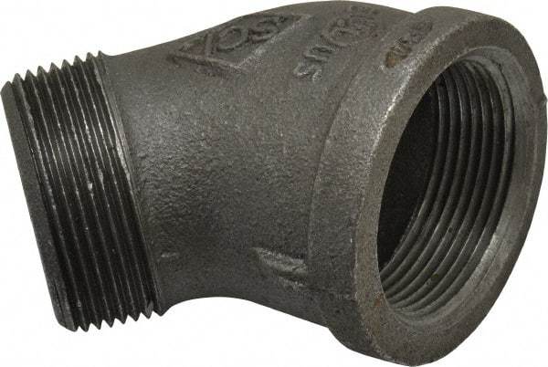 B&K Mueller - Size 1-1/2", Class 150, Malleable Iron Black Pipe 45° Street Elbow - 150 psi, Threaded End Connection - USA Tool & Supply
