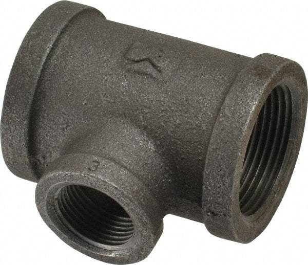 B&K Mueller - Size 1-1/4 x 3/4", Class 150, Malleable Iron Black Pipe Reducing Tee - 150 psi, Threaded End Connection - USA Tool & Supply