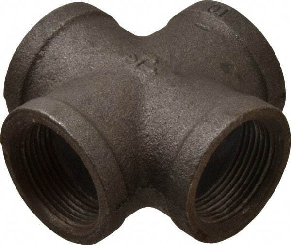 B&K Mueller - Size 1-1/4", Class 150, Malleable Iron Black Pipe Cross - 150 psi, Threaded End Connection - USA Tool & Supply