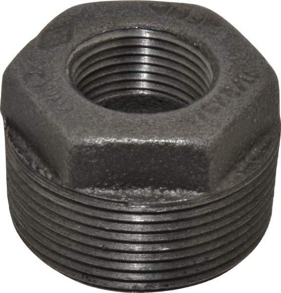 B&K Mueller - Size 1-1/2 x 3/4", Class 150, Malleable Iron Black Pipe Hex Bushing - 150 psi, Threaded End Connection - USA Tool & Supply