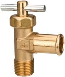 Parker - Hose I.D. x MNPTF with Pin Handle End Connection Brass Truck Valve - 2.47" OAL, 5/8 x 3/8" Pipe - USA Tool & Supply