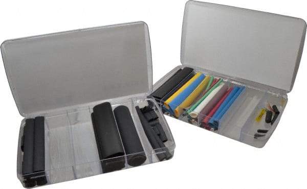 Alpha Wire - 147 Piece, Heat Shrink Electrical Tubing Kit - FEP, Nylon, Polyolefin, PTFE, PVC, PVDF, SR-XLPO and XLPO - USA Tool & Supply