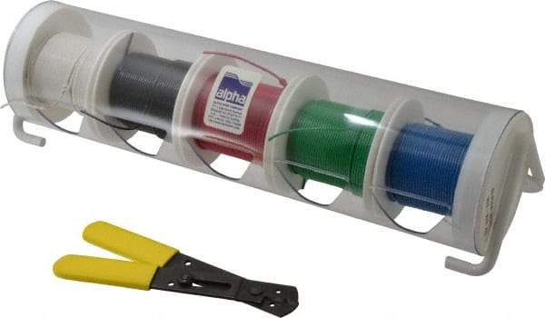 Alpha Wire - 24 AWG, 7 Strand, 500' OAL, Hook Up Wire - Black, Blue, Green, Red & White PVC Jacket, 0.057" Diam - USA Tool & Supply