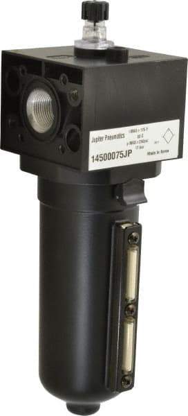 PRO-SOURCE - 3/4 NPT Port, 250 Max psi, Heavy-Duty Lubricator - Metal Bowl with Sight Glass, Aluminum Body, 240 CFM, 175°F Max, 3.62" Wide x 11.81" High - USA Tool & Supply