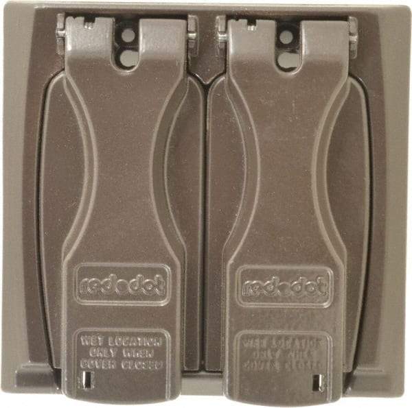 Thomas & Betts - Electrical Outlet Box Zinc Weatherproof Cover - Includes (2) Adapter Plates & Single Receptacle up to 1-9/16" - USA Tool & Supply