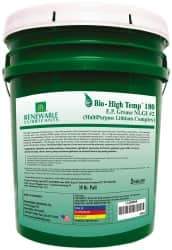 Renewable Lubricants - 35 Lb Pail Biobased Extreme Pressure Grease - Green, Extreme Pressure & High Temperature, 285°F Max Temp, NLGIG 2, - USA Tool & Supply