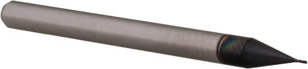 Accupro - 0.013", 0.039" LOC, 1/8" Shank Diam, 1-1/2" OAL, 4 Flute, Solid Carbide Square End Mill - Single End, AlTiN Finish, Spiral Flute, 30° Helix, Centercutting, Right Hand Cut, Right Hand Flute, Series Miniature - USA Tool & Supply