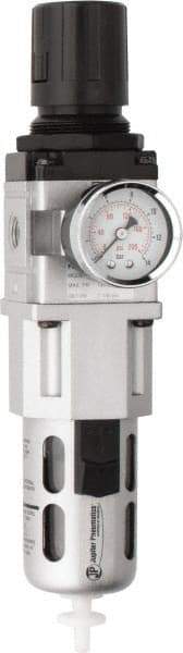 PRO-SOURCE - 1/4" NPT Port Intermediate 1 Piece Filter/Regulator FRL Unit - Polycarbonate Bowl, 63 SCFM, 145 Max psi, 8.66" High, Automatic Drain - USA Tool & Supply